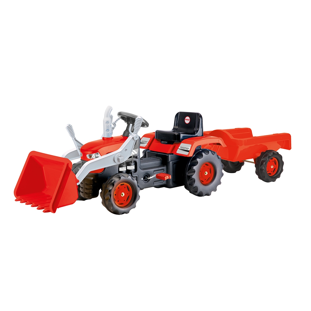 Tractor - excavator cu pedale si remorca, Rosu, 54x183x45 cm Dolu